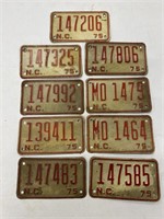 Collection of 1975 North Carolina Motorcycle Tags