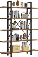 YITAHOME 5 Tier Bookcase, RUSTIC BROWN