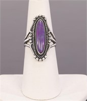 OTT NATIVE AMERICAN PURPLE TURQUOISE STERLING RING
