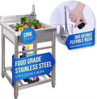 Stainless Steel Utility Sink w/ Hot and Cold Water
