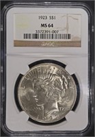 1923 PEACE DOLLAR NGC MS64