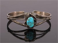 NATIVE AMERICAN STERLING TURQUOISE CUFF BRACELET