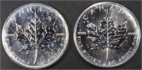 (2) 1 OZ .999 SILVER 2006 CANADIAN MAPLE ROUNDS