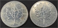 (2) 1 OZ .999 SILVER 2011 CANADIAN MAPLE ROUNDS
