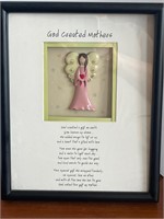 “God Created Mothers” Framed Art 8x10