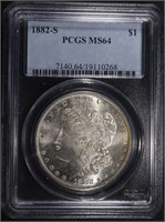 1882-S MORGAN DOLLAR PCGS MS64