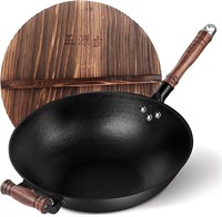 NEW $130 13.4" Cast iron Wok Pan