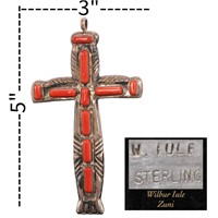 WILBUR IULE NATIVE AMERICAN STERLING CORAL PENDANT