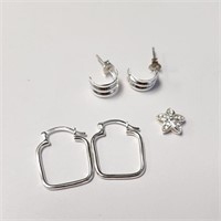 $100 Silver 2 Earring And 1 Pendant  Set