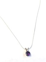 $160 Silver Amthyst 16" Necklace