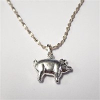 $60 Silver Piggy 18" Necklace