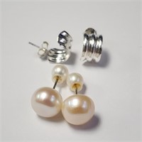 $100 Silver Fresh Water Pearl And Silver Earring S