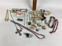 Costume jewelry, including necklaces, earrings, a