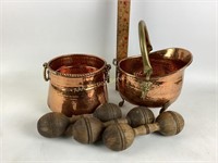Brass pots some wear,  overall good condition,
