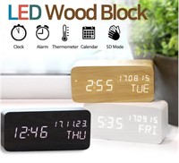 LED WOODEN ALARM CLOCK BLACK/GRAY