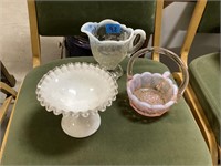 (3) pieces glassware