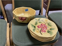 Handpainted German bowl and plates (7)
