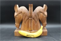 Pair of Large Carved Horse Bookends