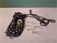Vintage Beaded Coin Bag and Hair Pins