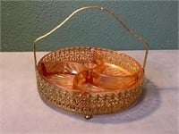 Vintage Candy Dish with Copper Basket