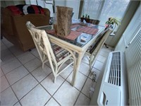 Bamboo Glass Top Table w/4 Chairs 34" x 52"