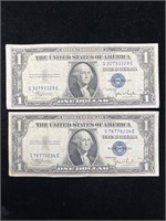 Lot of Two 1935 C $1 Silver Certificates