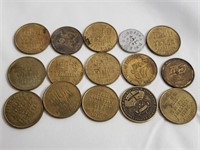 Mixed Lot Of Brass "Funny Money" Tokens