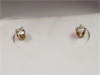 14K Yellow Gold And Diamond Earrings