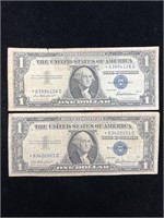 Lot of Two 1957 $1 Silver Certificate Star Notes