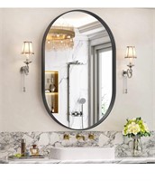 * Black Oval Mirror for Bathroom 26x38 Inch