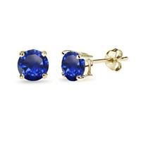 18K Gold Over Steling Sapphire Stud Earrings