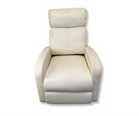 Beige White Leather Recliner Chair