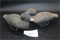 Set of 2 Early Wooden Coot Decoys