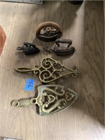 Old small irons with trivets lot