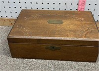 Antique Oak sloped clerk desk with keys