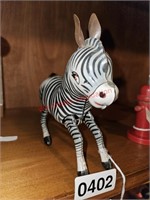 Vintage Metal Key Wind Toy Zebra (back room)