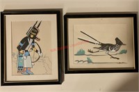 Pair of Framed Small Native Prints (living room)