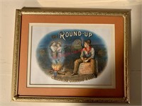 Framed The Roundup Cigar Label (living room)