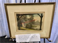 Framed Victor Valery Signed Color Tinted Etched