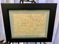 Framed Vintage Indian Territory Map (living room)