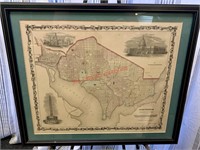 Framed Vintage Johnson’s Washington DC Map