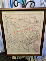 Framed Vintage Texas Map (living room)