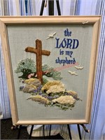 Framed Stitched The Lord is my Shepard (living