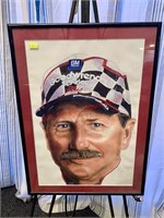 Framed Dale Earnhardt NASCAR Print (living room)