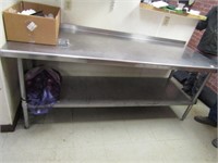 STAINLESS STEEL PREP TABLE - 7FT LONG, CONTENTS