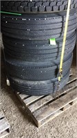 (4) 11R24.5 mounted trailer tires