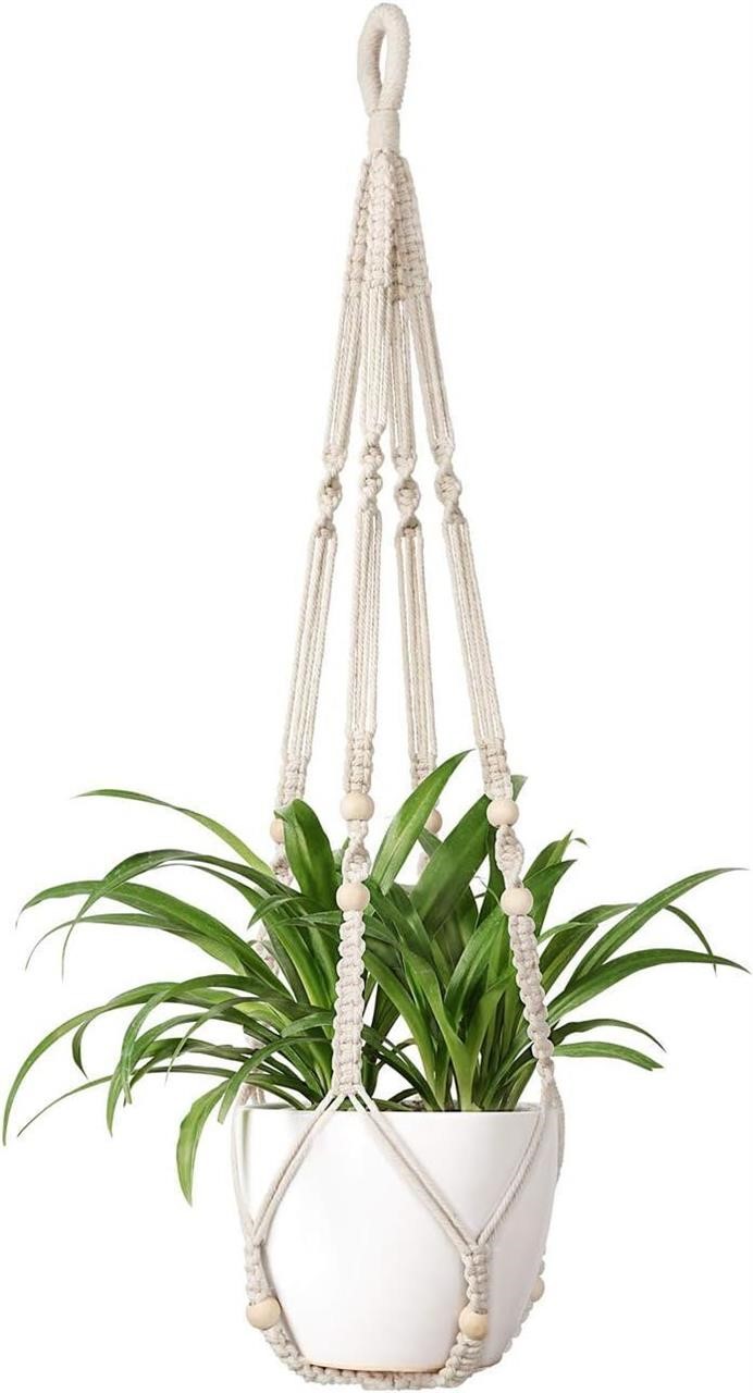1 pack Macrame Plant Hanger Indoor with wood beads