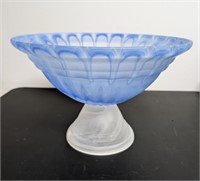 Beautiful Blue Art Glass Centerpiece Pedestal Bowl