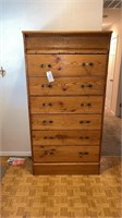 6 drawer, oak, upright chest 36 inches wide, 71