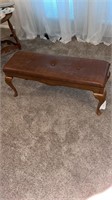 Leather top bench, 40 inches long, approximately